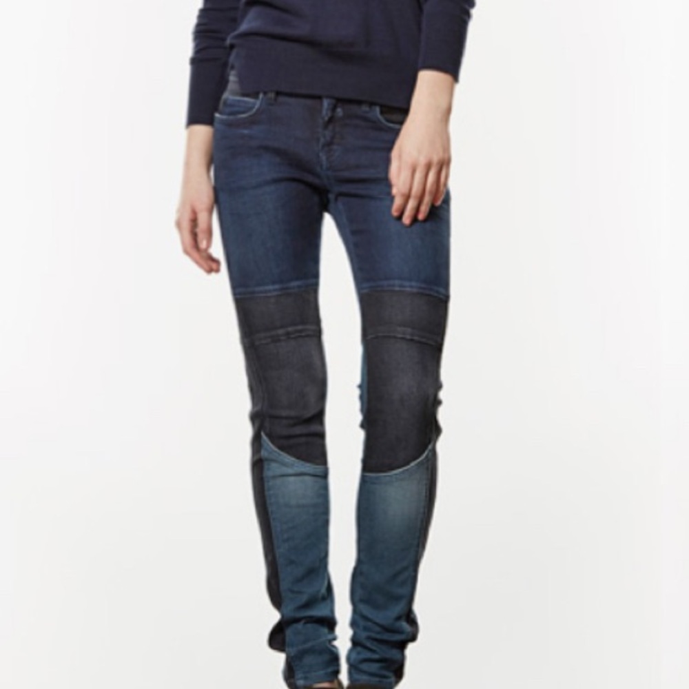 CLOSED Patchwork Denim Arizona Biker Cropped Jeans, Size 24, Blue